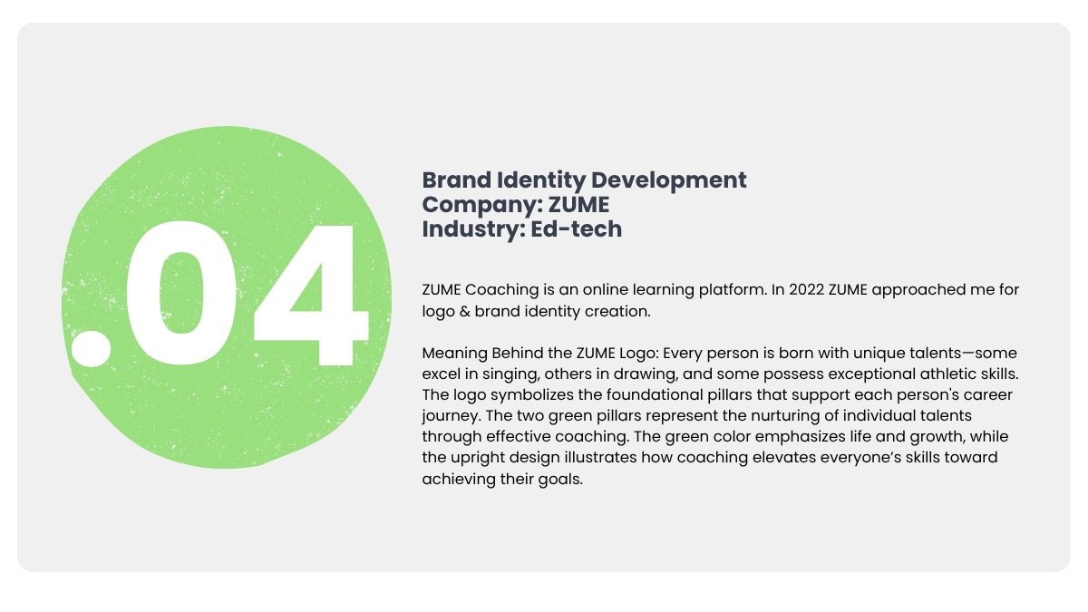 ZUME Coaching Identity, portfolio frame 1