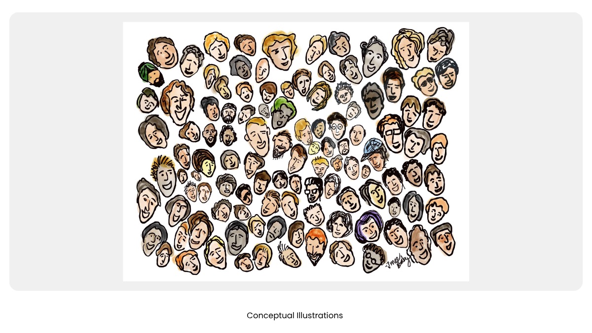 Hand-drawn collection of expressive faces