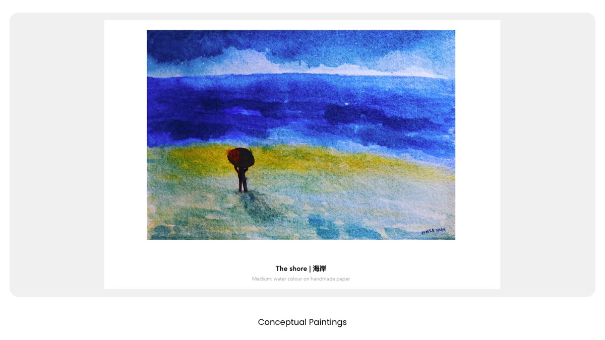 Watercolour painting titled The Shore